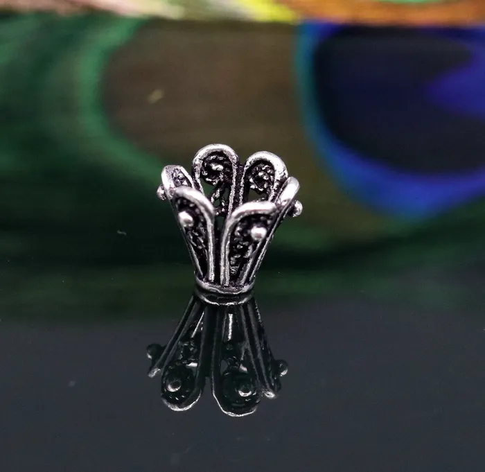 TRIBAL ORNAMENTS Necklaces Lot 10 pieces Antique design handmade 925 sterling silver caps for loose beads for jewelry making ideas bd06