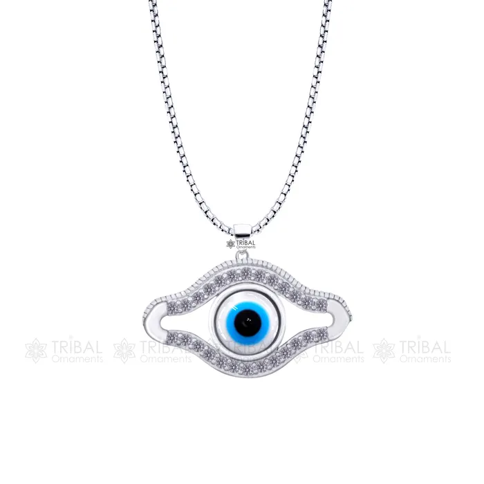 TRIBAL ORNAMENTS Necklaces PURE 925 sterling silver evil eyes pendant with CZ stone nsp800 TRIBAL ORNAMENTS Necklaces PURE 925 sterling silver evil eyes pendant with CZ stone nsp800