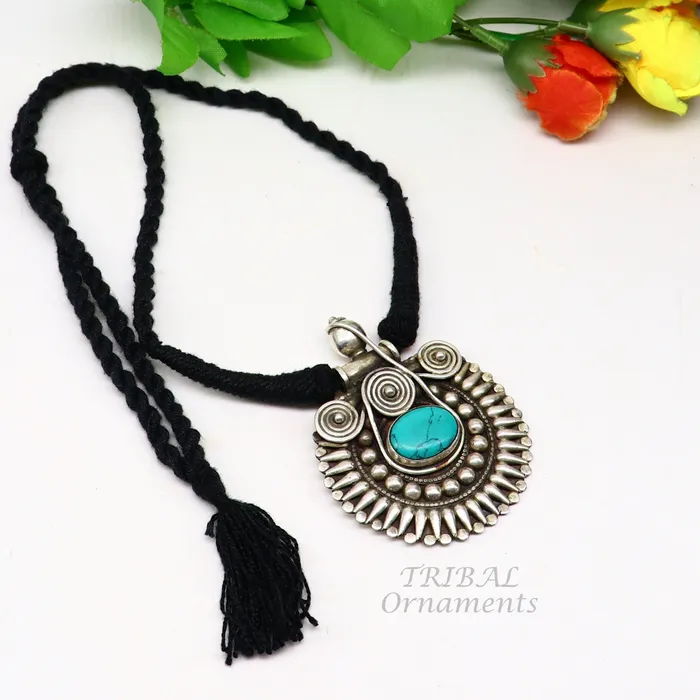 TRIBAL ORNAMENTS Rings 925 sterling silver handmade fabulous turquoise stone gorgeous pendant wedding womens brides belly dance ethnic jewelry nsp498 TRIBAL ORNAMENTS Rings 925 sterling silver handmade fabulous turquoise stone gorgeous pendant wedding womens brides belly dance ethnic jewelry nsp498