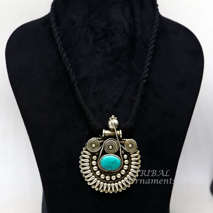 TRIBAL ORNAMENTS Rings 925 sterling silver handmade fabulous turquoise stone gorgeous pendant wedding womens brides belly dance ethnic jewelry nsp498