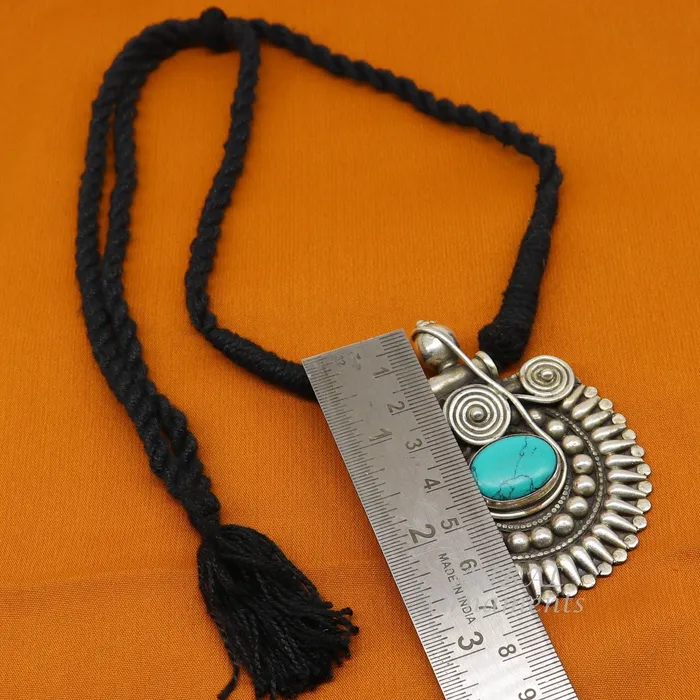 TRIBAL ORNAMENTS Rings 925 sterling silver handmade fabulous turquoise stone gorgeous pendant wedding womens brides belly dance ethnic jewelry nsp498