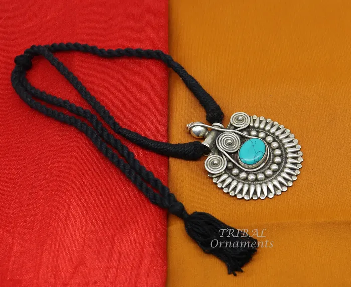 TRIBAL ORNAMENTS Rings 925 sterling silver handmade fabulous turquoise stone gorgeous pendant wedding womens brides belly dance ethnic jewelry nsp498