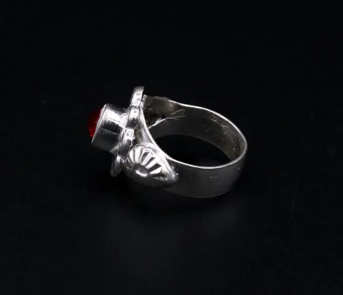 TRIBAL ORNAMENTS Rings Traditional style handmade gorgeous red stone jadau ring band womens jewelry from rajasthan india sr51