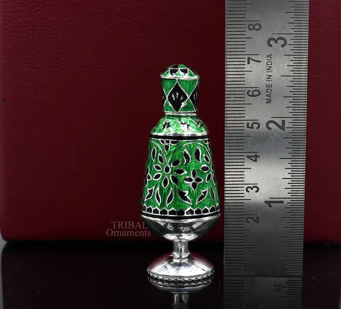 TRIBAL ORNAMENTS Rings Vintage antique design 925 sterling silver sindoor box kumkum box trinket box bridal enamel jewelry collection from Rajasthan india stb151 TRIBAL ORNAMENTS Rings Vintage antique design 925 sterling silver sindoor box kumkum box trinket box bridal enamel jewelry collection from Rajasthan india stb151