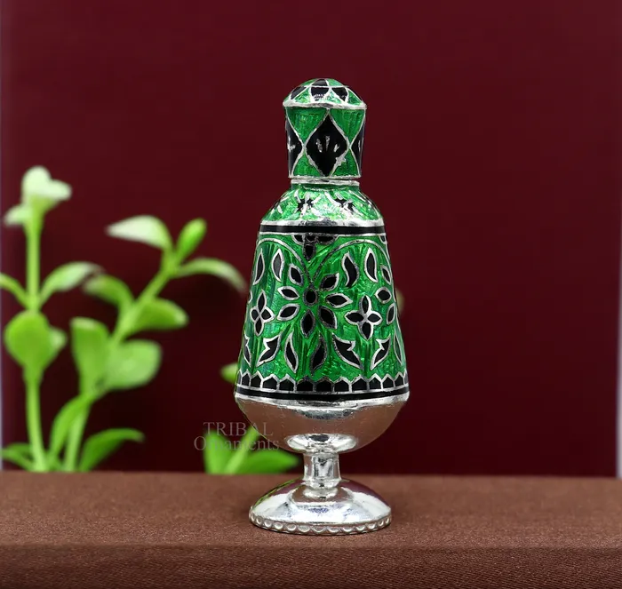 TRIBAL ORNAMENTS Rings Vintage antique design 925 sterling silver sindoor box kumkum box trinket box bridal enamel jewelry collection from Rajasthan india stb151 TRIBAL ORNAMENTS Rings Vintage antique design 925 sterling silver sindoor box kumkum box trinket box bridal enamel jewelry collection from Rajasthan india stb151