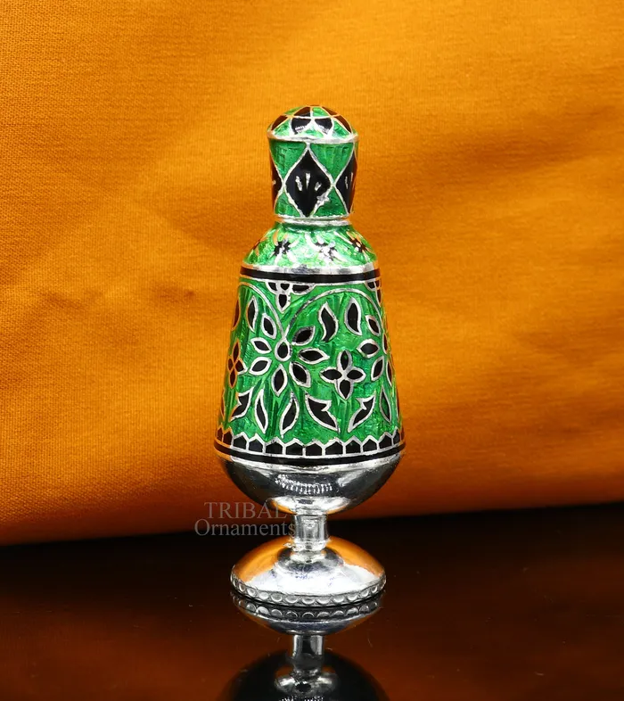 TRIBAL ORNAMENTS Rings Vintage antique design 925 sterling silver sindoor box kumkum box trinket box bridal enamel jewelry collection from Rajasthan india stb151 TRIBAL ORNAMENTS Rings Vintage antique design 925 sterling silver sindoor box kumkum box trinket box bridal enamel jewelry collection from Rajasthan india stb151