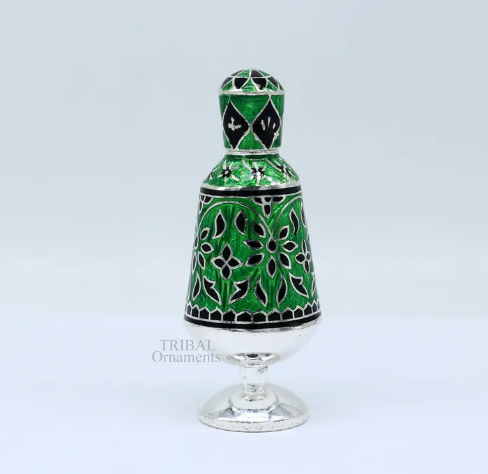 TRIBAL ORNAMENTS Rings Vintage antique design 925 sterling silver sindoor box kumkum box trinket box bridal enamel jewelry collection from Rajasthan india stb151 TRIBAL ORNAMENTS Rings Vintage antique design 925 sterling silver sindoor box kumkum box trinket box bridal enamel jewelry collection from Rajasthan india stb151