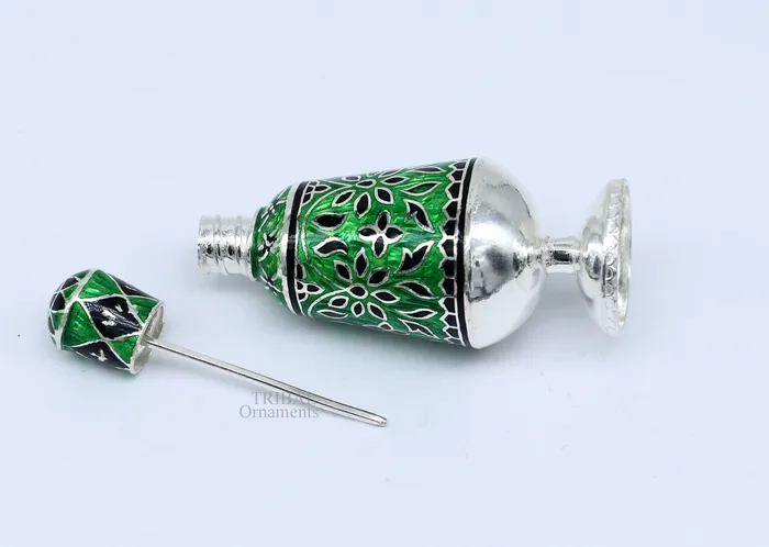 TRIBAL ORNAMENTS Rings Vintage antique design 925 sterling silver sindoor box kumkum box trinket box bridal enamel jewelry collection from Rajasthan india stb151 TRIBAL ORNAMENTS Rings Vintage antique design 925 sterling silver sindoor box kumkum box trinket box bridal enamel jewelry collection from Rajasthan india stb151