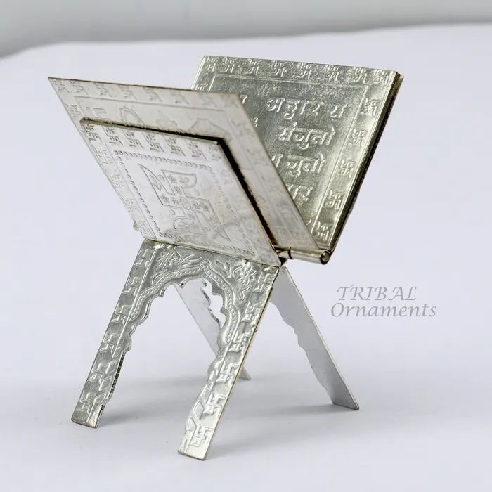 TribalOrnaments Necklaces 925 sterling silver handmade Divine Navkar Mantra jain mantra shree sthapna ji namaskar mahamantra page book with boot stand su954