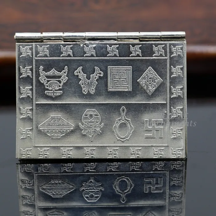 TribalOrnaments Necklaces 925 sterling silver handmade Divine Navkar Mantra jain mantra shree sthapna ji namaskar mahamantra page book with boot stand su954