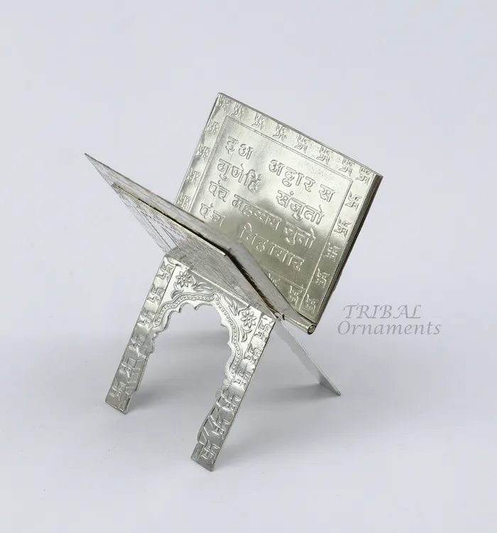 TribalOrnaments Necklaces 925 sterling silver handmade Divine Navkar Mantra jain mantra shree sthapna ji namaskar mahamantra page book with boot stand su954