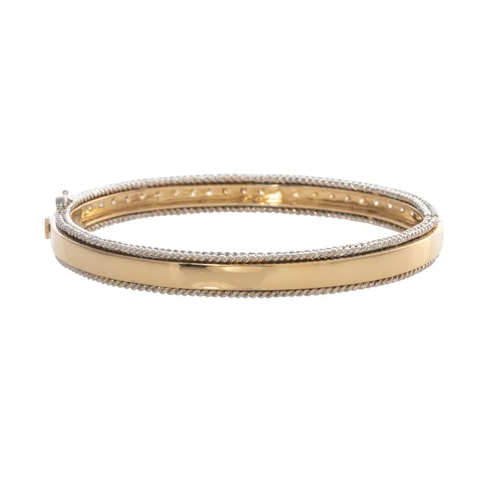 162ctw Diamond TwoTone 14K Gold Rope Trim Bangle Croghans Rings
