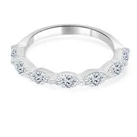 14K White Gold Diamond Band 7stone Marquise Engagement Collections Rings