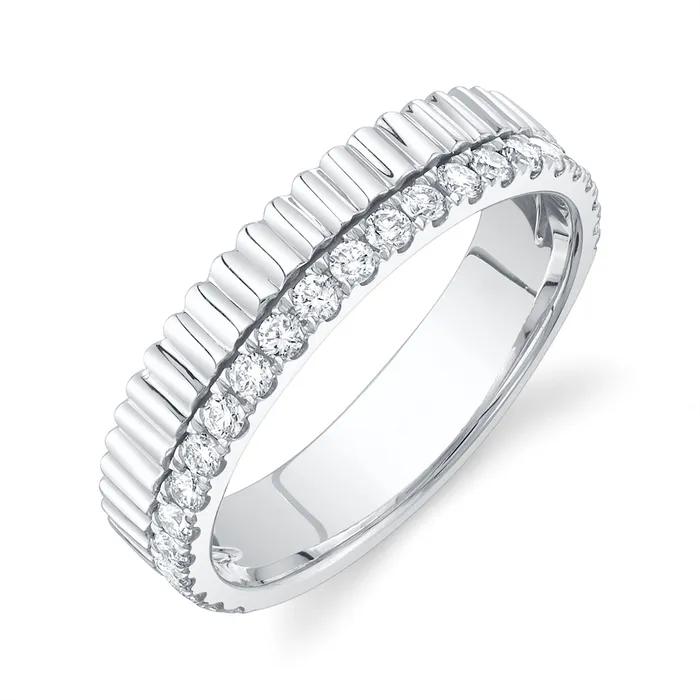 14K White Gold Rigged Diamond Band Wedding Bands Rings