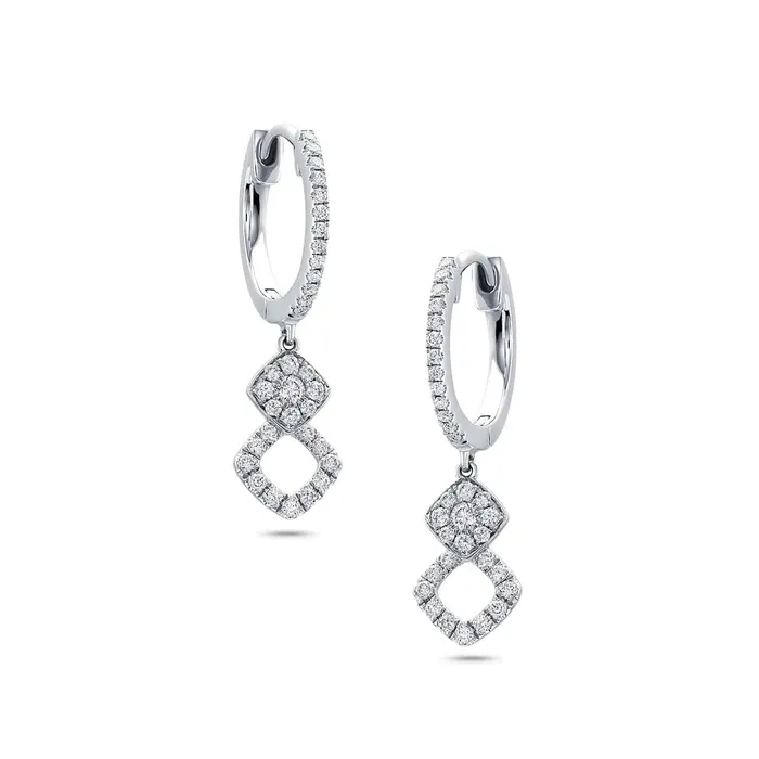 18 kt White Gold Double Diamond Shape Chandelier Earrings CJ Charles Jewelers Earrings 18 kt White Gold Double Diamond Shape Chandelier Earrings CJ Charles Jewelers Earrings