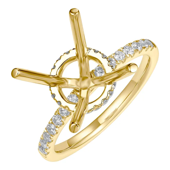 18K Yellow Gold Semi Mount Ring with Round Hidden Halo Diamond Head Engagement Collections Rings 18K Yellow Gold Semi Mount Ring with Round Hidden Halo Diamond Head Engagement Collections Rings