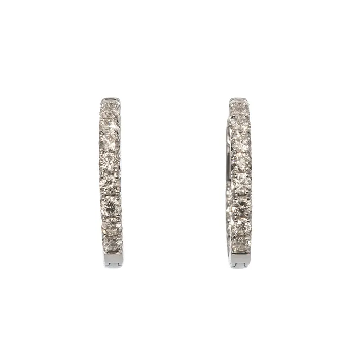 1ctw Diamond InsideOut 14K White Gold Hoop Earrings Croghans Earrings