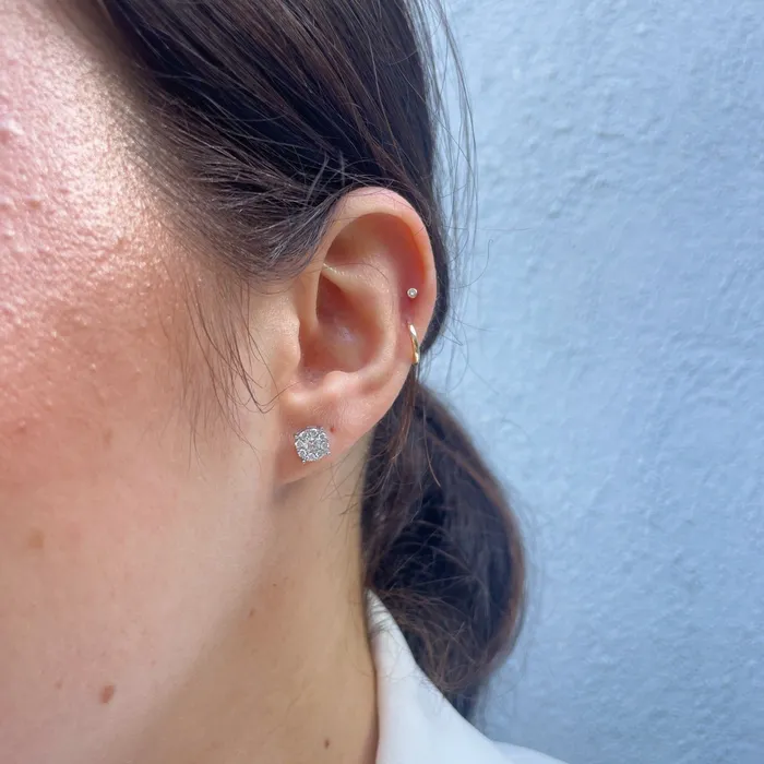 50ctw Diamond Cluster 14K White Gold Stud Earrings Croghans Earrings