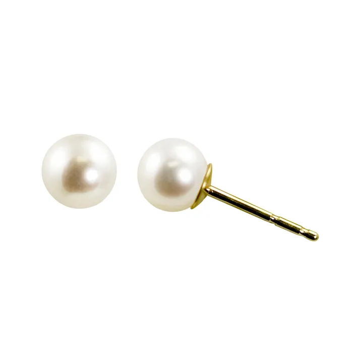 5mm A Akoya Pearl 14K Yellow Gold Stud Earrings Croghans Earrings