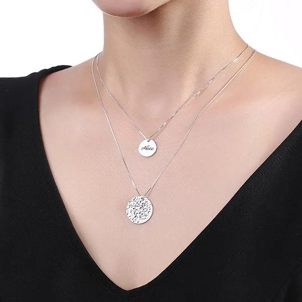 Belbren Necklaces Double Chain Initial Necklace Layered Name Necklaces Monogram Initial Layer Necklace