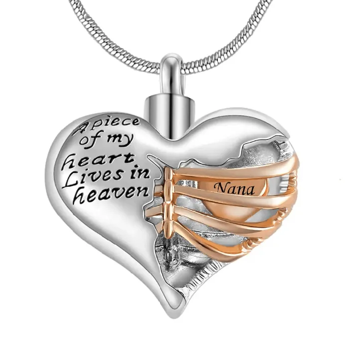 Belbren Necklaces Personalized Custom Ribbed Heart Urn Necklace with Engraved Little Heart Memorial Ash Pendant for Loved Ones and Pets