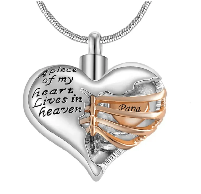 Belbren Necklaces Personalized Custom Ribbed Heart Urn Necklace with Engraved Little Heart Memorial Ash Pendant for Loved Ones and Pets
