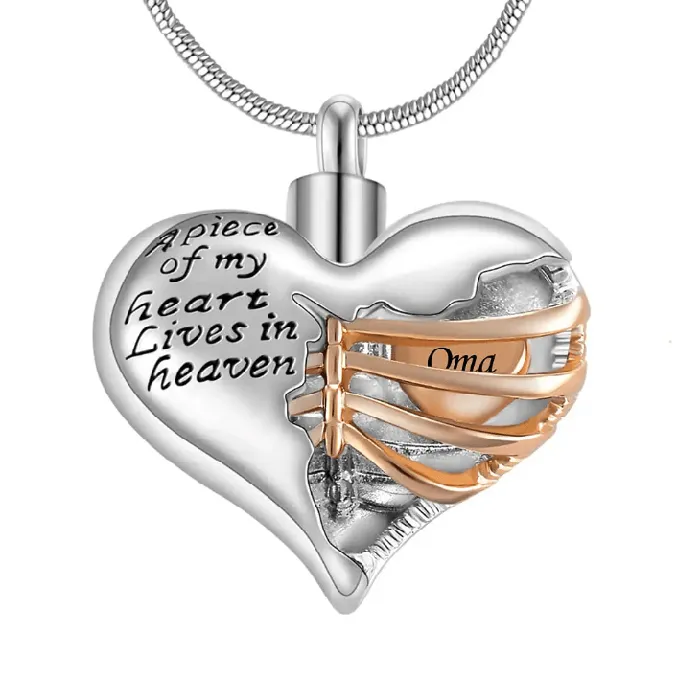 Belbren Necklaces Personalized Custom Ribbed Heart Urn Necklace with Engraved Little Heart Memorial Ash Pendant for Loved Ones and Pets