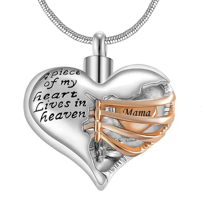 Belbren Necklaces Personalized Custom Ribbed Heart Urn Necklace with Engraved Little Heart Memorial Ash Pendant for Loved Ones and Pets