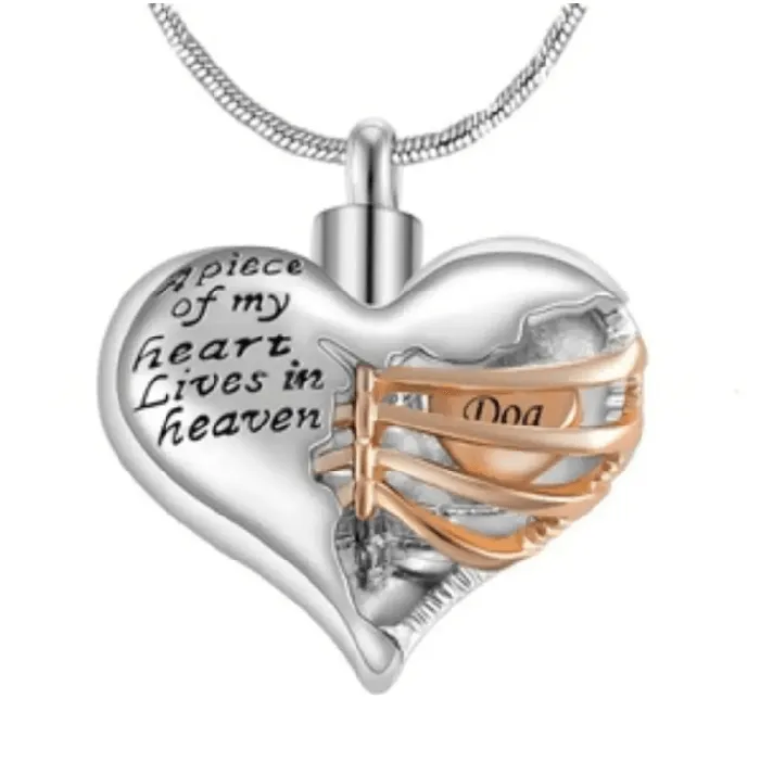 Belbren Necklaces Personalized Custom Ribbed Heart Urn Necklace with Engraved Little Heart Memorial Ash Pendant for Loved Ones and Pets