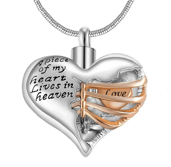 Belbren Necklaces Personalized Custom Ribbed Heart Urn Necklace with Engraved Little Heart Memorial Ash Pendant for Loved Ones and Pets