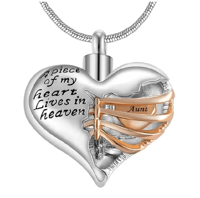 Belbren Necklaces Personalized Custom Ribbed Heart Urn Necklace with Engraved Little Heart Memorial Ash Pendant for Loved Ones and Pets