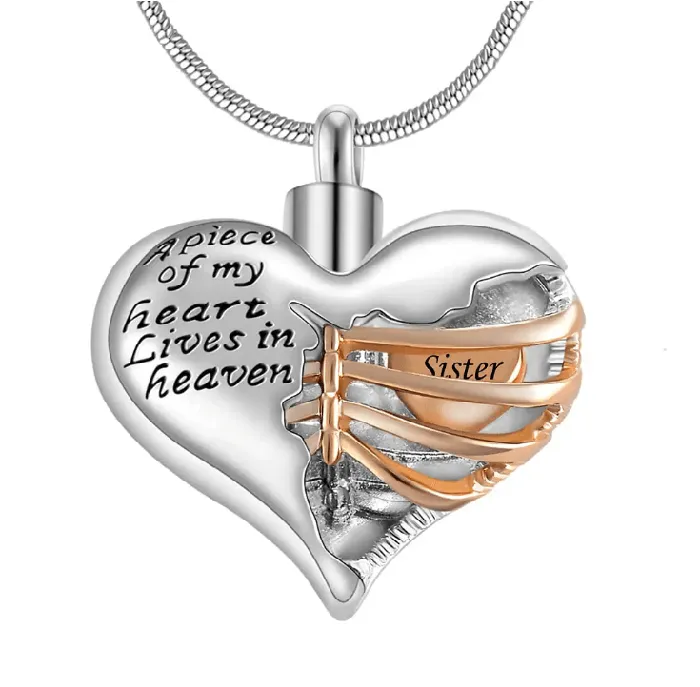 Belbren Necklaces Personalized Custom Ribbed Heart Urn Necklace with Engraved Little Heart Memorial Ash Pendant for Loved Ones and Pets