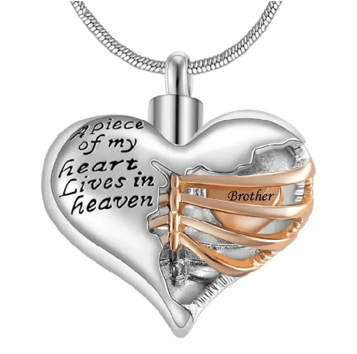 Belbren Necklaces Personalized Custom Ribbed Heart Urn Necklace with Engraved Little Heart Memorial Ash Pendant for Loved Ones and Pets