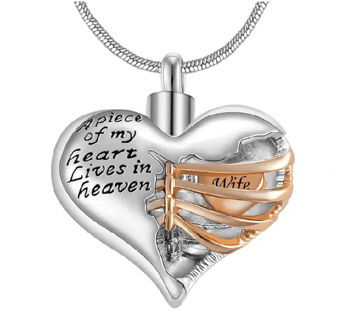 Belbren Necklaces Personalized Custom Ribbed Heart Urn Necklace with Engraved Little Heart Memorial Ash Pendant for Loved Ones and Pets