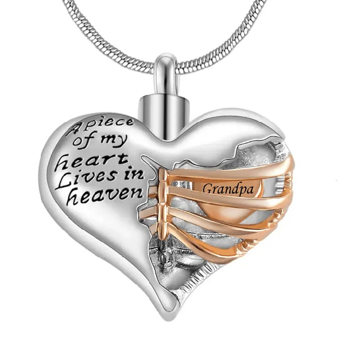 Belbren Necklaces Personalized Custom Ribbed Heart Urn Necklace with Engraved Little Heart Memorial Ash Pendant for Loved Ones and Pets