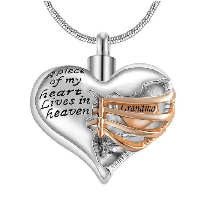 Belbren Necklaces Personalized Custom Ribbed Heart Urn Necklace with Engraved Little Heart Memorial Ash Pendant for Loved Ones and Pets