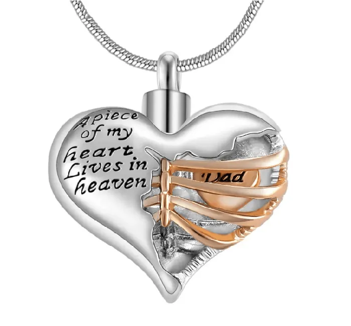 Belbren Necklaces Personalized Custom Ribbed Heart Urn Necklace with Engraved Little Heart Memorial Ash Pendant for Loved Ones and Pets
