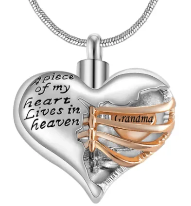 Belbren Necklaces Personalized Custom Ribbed Heart Urn Necklace with Engraved Little Heart Memorial Ash Pendant for Loved Ones and Pets