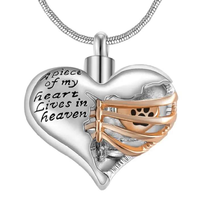 Belbren Necklaces Personalized Custom Ribbed Heart Urn Necklace with Engraved Little Heart Memorial Ash Pendant for Loved Ones and Pets