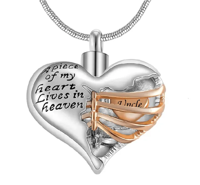 Belbren Necklaces Personalized Custom Ribbed Heart Urn Necklace with Engraved Little Heart Memorial Ash Pendant for Loved Ones and Pets
