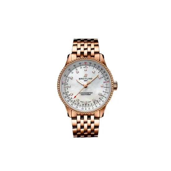 Breitling Navitimer Automatic 35 18K Rose Gold MotherOfPearl dial Watch R17395211A1R1 Breitling Necklaces