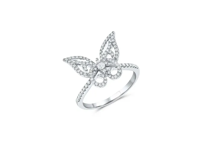 CJ Charles Jewelers Rings 18kt White Gold 038ctw Diamond Butterfly Ring