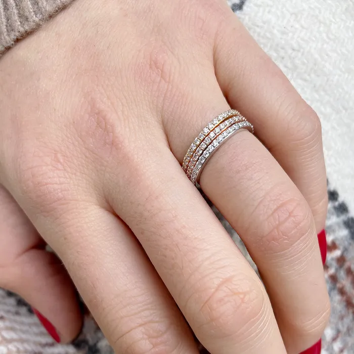 Croghans 40ctw Diamond Pav 14K Yellow Gold Eternity Band Rings
