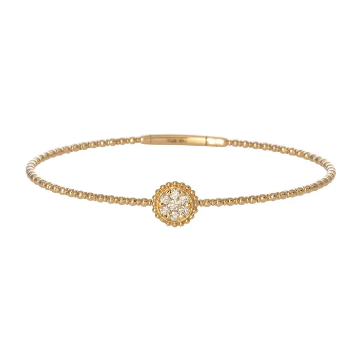 Croghans Charm Necklaces Diamond Cluster Round Station 14K Yellow Gold Flex Bangle Croghans Charm Necklaces Diamond Cluster Round Station 14K Yellow Gold Flex Bangle