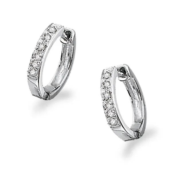 Croghans Earrings Diamond 14K Gold 11mm Huggie Hoop Earrings