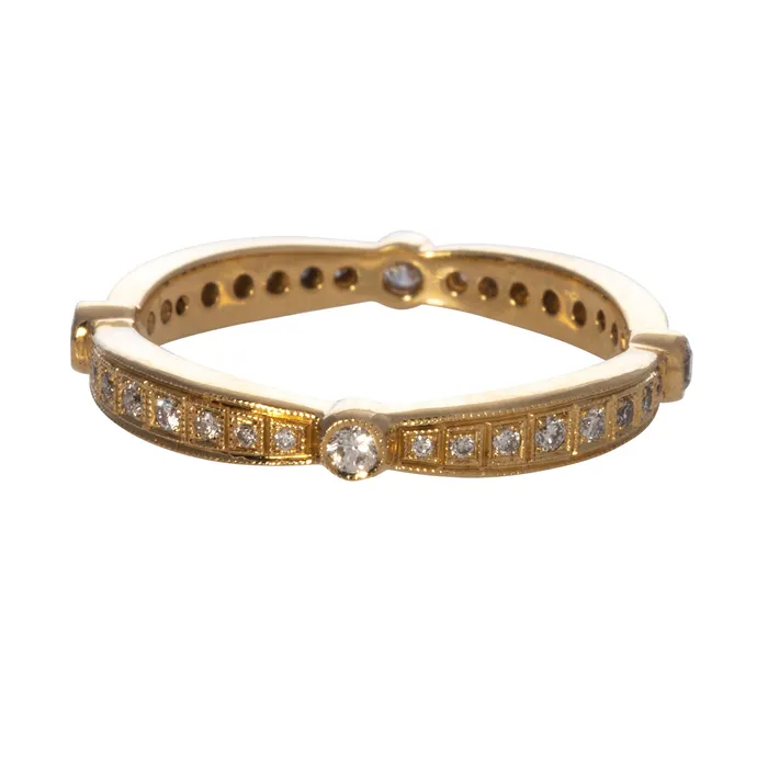 Croghans Rings 25ct Diamond Bezel Station Eternity 18K Yellow Gold Band