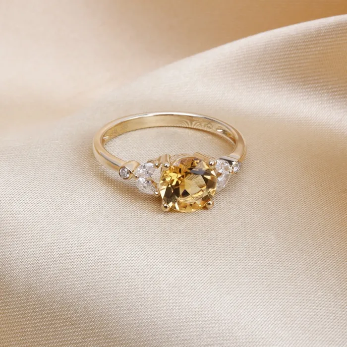 Croghans Rings Blue Topaz Diamond Floral 14K White Gold Ring