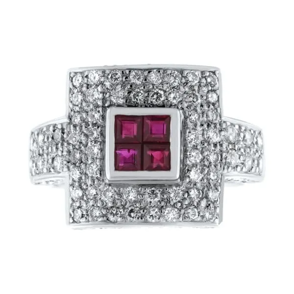 Diamond Source NYC 18kt White Gold Ruby Fashion Ring with 070CT in diamonds RN4875 Rings Diamond Source NYC 18kt White Gold Ruby Fashion Ring with 070CT in diamonds RN4875 Rings