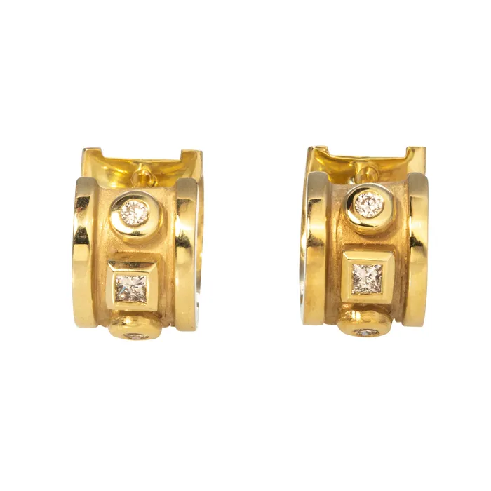 Earrings Mazza Diamond 14K Yellow Gold Huggie Earrings Mazza