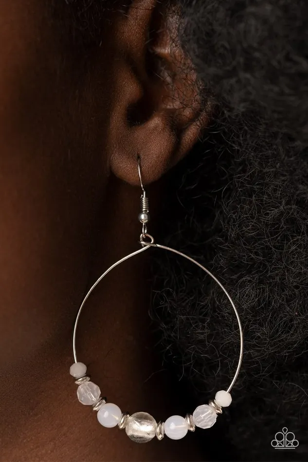 Earrings Paparazzi Earring Ambient Afterglow White Paparazzi Jewelry